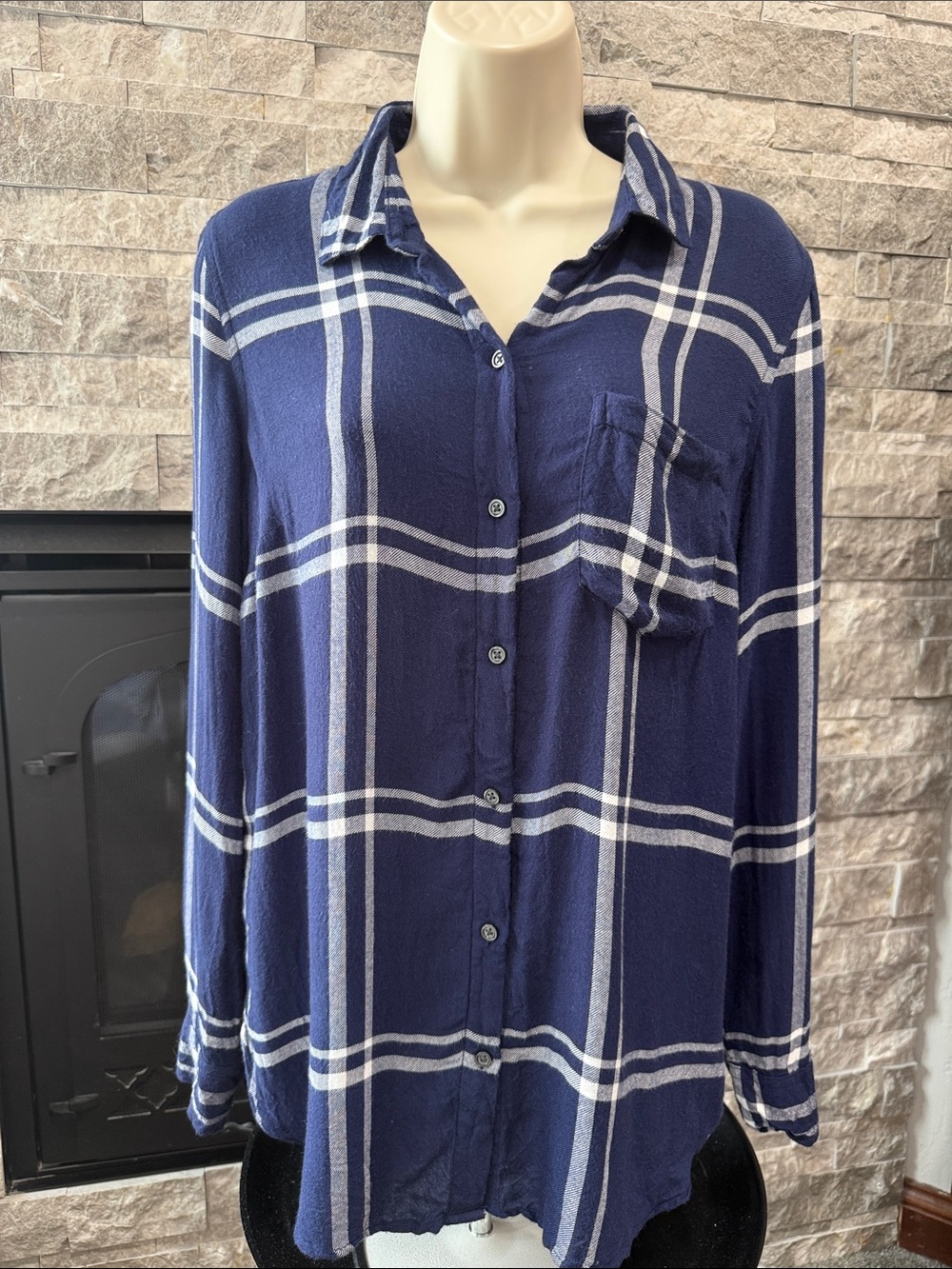 Old Navy Women’s Classic Navy and White Button Down Shirt
